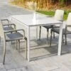 Salon De Jardin : 1 Table Aluminium 120 X 80 Cm + 4 Fauteuils – Hall -Solid || Axi || EXIT TOYS Soldes Boutique salon jardin meet hall 4 fauteuils table blanche