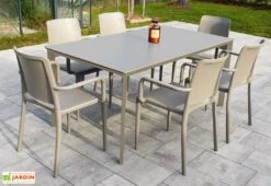 Salon De Jardin : 1 Table Aluminium 160 X 90 Cm + 6 Fauteuils – Hall -Solid || Axi || EXIT TOYS Soldes Boutique salon jardin meet hall 6 fauteuils table taupe