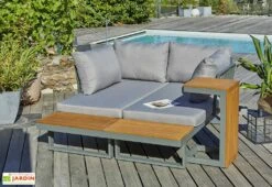 Salon De Jardin Modulable 4 Places En Aluminium Et Acacia - Tokyo -Solid || Axi || EXIT TOYS Soldes Boutique salon jardin modulable tokyo
