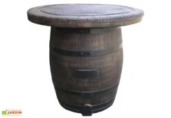 Roto Table De Jardin Imitation Tonneau En Bois 100 X 90 Cm