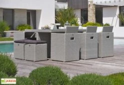 Salon De Jardin En Résine Tressée Encastrable : 11 Pièces, 2 Coloris -Solid || Axi || EXIT TOYS Soldes Boutique salon jardin resine tressee 10 places 6fauteuils 4 poufs 4