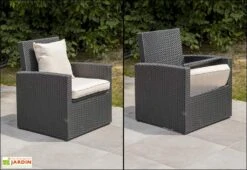 Salon De Jardin En Résine Tressée : 1 Canapé + 2 Fts + 1 Table Basse -Solid || Axi || EXIT TOYS Soldes Boutique salon jardin resine tressee canape fauteuils table basse 5