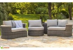 Salon De Jardin Rond En Aluminium Et Résine Tressée 8 Places - Nouméa -Solid || Axi || EXIT TOYS Soldes Boutique salon jardin rond 8 places resine aluminium gris noumea 3