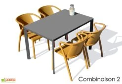 Salon De Jardin : 1 Table Aluminium 120 X 80 Cm + 4 Fauteuils – Fado -Solid || Axi || EXIT TOYS Soldes Boutique salon jardin table 120x80 4fauteuils fado 2