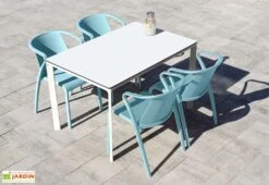 Salon De Jardin : 1 Table Aluminium 120 X 80 Cm + 4 Fauteuils – Fado