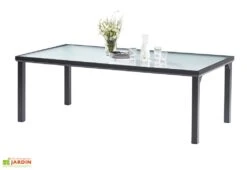 Salon De Jardin BlackSun En Alu Et Verre Trempé : Table + 8 Fauteuils -Solid || Axi || EXIT TOYS Soldes Boutique salon jardin table alu plateau verre trempe fauteuils empilables blacksun 2