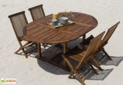 Salon De Jardin En Bois De Teck – 1 Table 170 Cm Et 4 Chaises -Solid || Axi || EXIT TOYS Soldes Boutique salon jardin teck huile c4 3