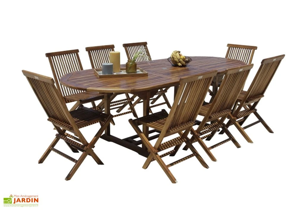 Salon De Jardin En Bois De Teck – 1 Table 240 Cm Et 8 Chaises 3 Salon De Jardin En Bois De Teck – 1 Table 240 Cm Et 8 Chaises