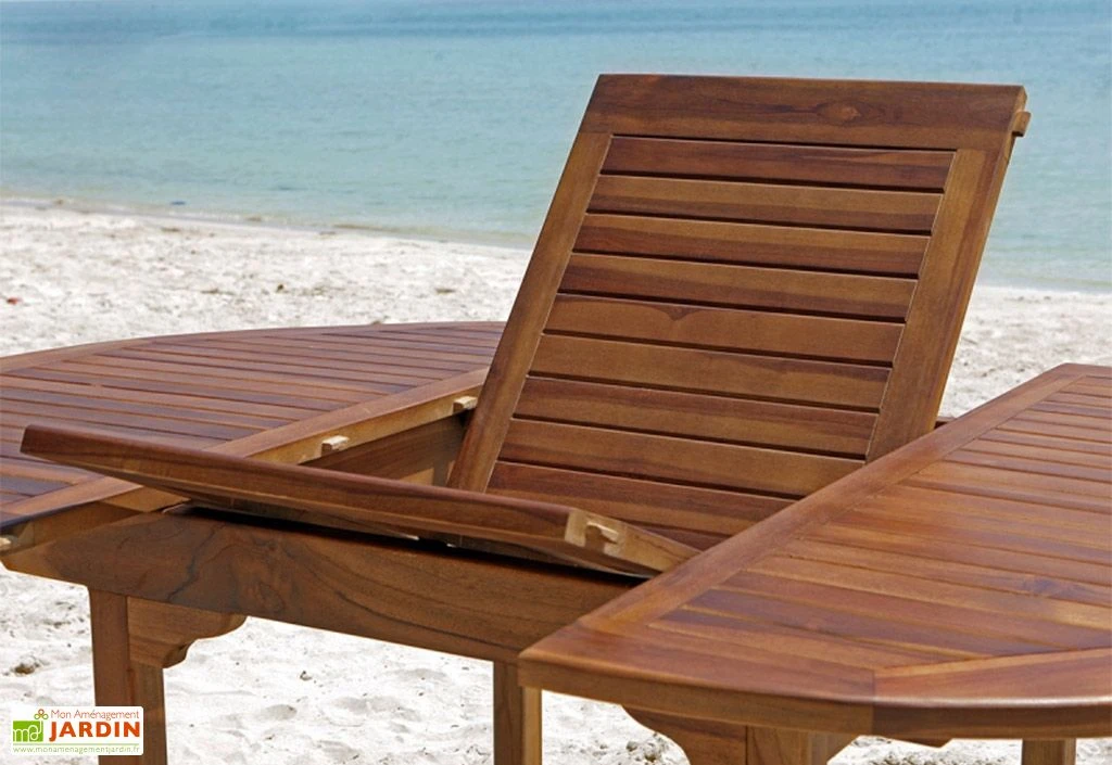 Salon De Jardin En Bois De Teck – 1 Table 240 Cm Et 8 Chaises 7 Salon De Jardin En Bois De Teck – 1 Table 240 Cm Et 8 Chaises – Image 5