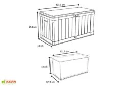 Lifetime Coffre De Rangement Extérieur En Résine 439 L -Solid || Axi || EXIT TOYS Soldes Boutique schema coffre jardin resine lifetime