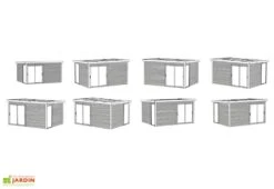 Solid Abri De Jardin En Bois D’épicéa Brut Avec Baie Vitrée - Faro 12,25 M² -Solid || Axi || EXIT TOYS Soldes Boutique schema configurations studio jardin faro