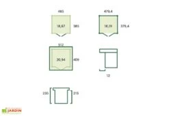 Abri De Jardin En Bois D’épicéa Brut Et Profilés En Aluminium - 18,7 M² -Solid || Axi || EXIT TOYS Soldes Boutique schema dimensions abri jardin gardenas 18m2