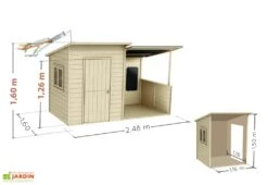 Maisonnette Pour Enfant En Bois Brut Avec Auvent – San Diego -Solid || Axi || EXIT TOYS Soldes Boutique schema dimensions cabane pour enfant san diego