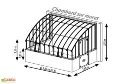 Serre Adossée Ancienne En Aluminium Et Verre Trempé 4mm Chambord 380x280 -Solid || Axi || EXIT TOYS Soldes Boutique serre ancienne en aluminium et verre trempe 4mm chambord schema 1