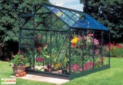 Halls Serre De Jardin En Aluminium Et Verre Trempé Popular 86 - 5 M² -Solid || Axi || EXIT TOYS Soldes Boutique serre culture aluminium verre popular 86 vert