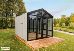 Serre De Jardin En Bois Et Verre Trempé Avec Panneaux Occultants – Tournesol -Solid || Axi || EXIT TOYS Soldes Boutique serre jardin bois panneaux occultants stali design 06