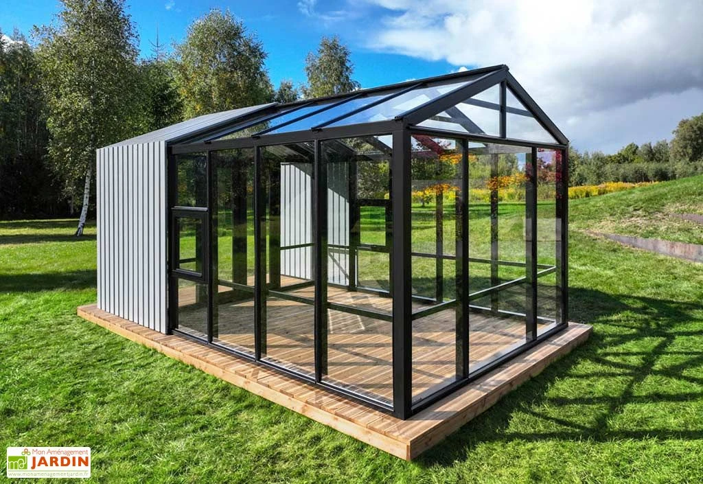 Serre De Jardin En Bois Et Verre Trempé Avec Panneaux Occultants – Mimosas 5 Serre De Jardin En Bois Et Verre Trempé Avec Panneaux Occultants – Mimosas – Image 3