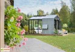 Serre De Jardin Bois Et Verre Trempé Avec Panneaux Occultants – Hibiscus -Solid || Axi || EXIT TOYS Soldes Boutique serre jardin verre bois stali panneaux gris