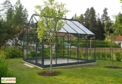 Serre De Jardin En Verre Trempé Grise Avec Base 7,42 M²