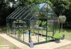Halls Serre De Jardin En Aluminium Et Verre Trempé Universal 128 – 9,9 M² -Solid || Axi || EXIT TOYS Soldes Boutique serre verre aluminium universal 128 vert