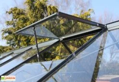 Serre De Jardin En Verre Trempé Grise Avec Base 4,65 M² -Solid || Axi || EXIT TOYS Soldes Boutique serre verre trempe aluminium 5 1