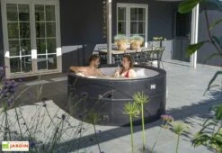 EXIT TOYS Spa Extérieur Rigide Rond 4 Places Ø 184 Cm – Leather Premium Noir -Solid || Axi || EXIT TOYS Soldes Boutique spa rigide exterieur noir couple