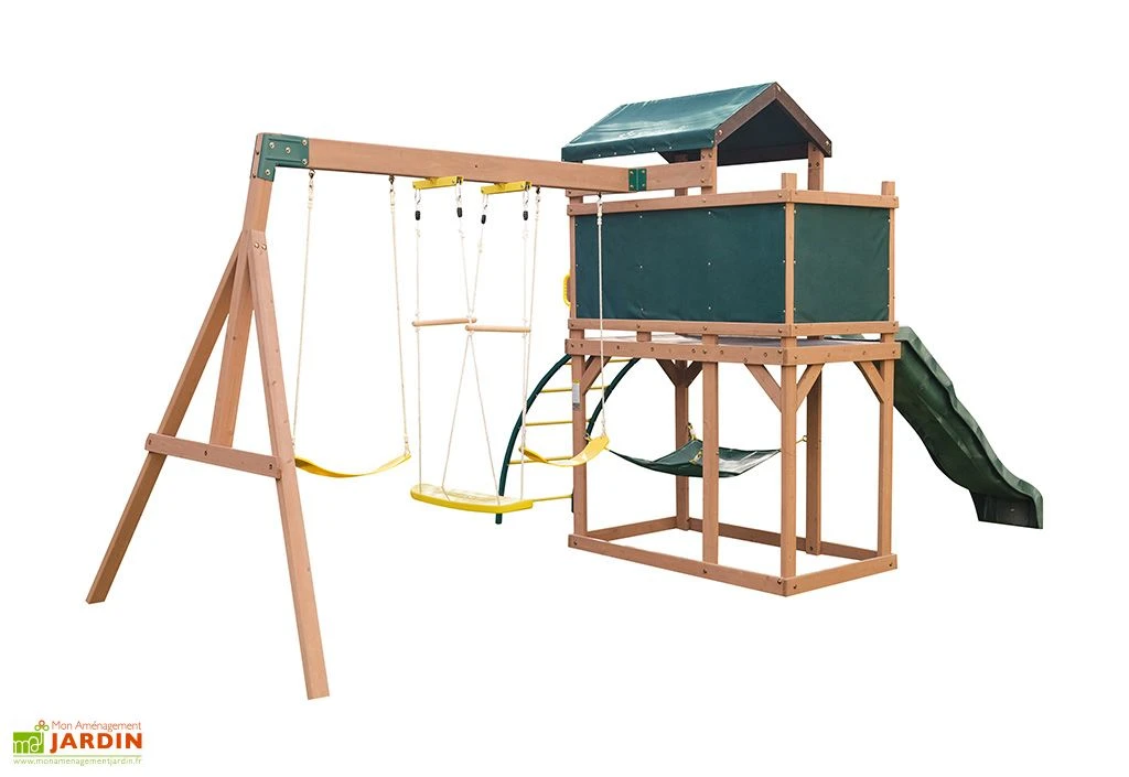 KidKraft Aire De Jeux En Bois Portique Balançoires Et Toboggan – Hideway Haven 4 KidKraft Aire De Jeux En Bois Portique Balançoires Et Toboggan – Hideway Haven – Image 2