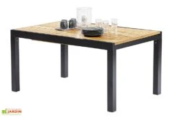 Salon De Jardin Bali Aluminium Et Teck : Table Extensible + 6 Fauteuils -Solid || Axi || EXIT TOYS Soldes Boutique table aluminium teck 6 personnes