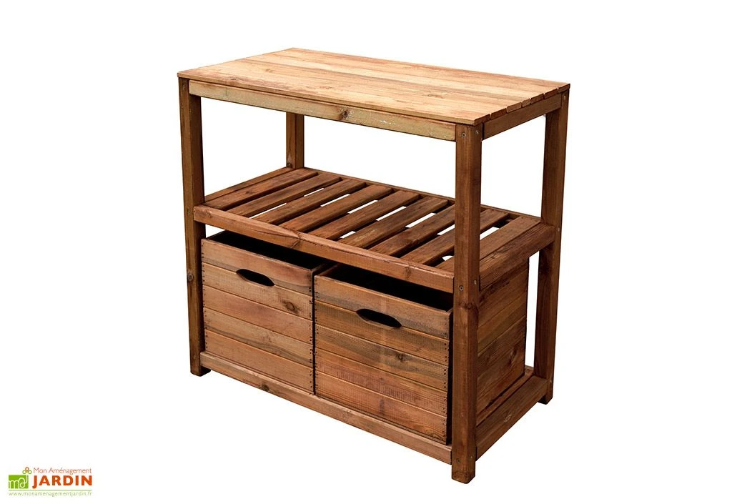Table De Rempotage Avec Rangements En Bois Traité - Tero 3 Table De Rempotage Avec Rangements En Bois Traité - Tero