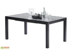 Salon De Jardin HPL Star Noir : Table Extensible Alu + 6 Fauteuils -Solid || Axi || EXIT TOYS Soldes Boutique table extensible aluminium salon de jardin hpl