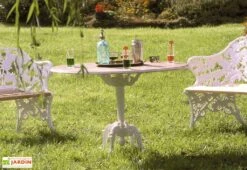 Salon De Jardin Fonte D’Aluminium Et Bois Fougère -Solid || Axi || EXIT TOYS Soldes Boutique table jardin aluminium bois fougere