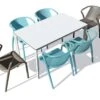 Salon De Jardin : 1 Table Aluminium 160 X 90 Cm + 6 Fauteuils – Fado -Solid || Axi || EXIT TOYS Soldes Boutique table jardin aluminium fauteuil polypropylene bleu marron