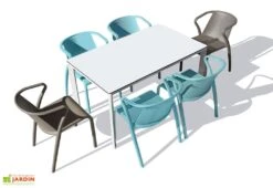 Salon De Jardin : 1 Table Aluminium 160 X 90 Cm + 6 Fauteuils – Fado