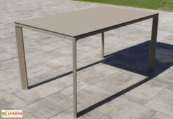 Salon De Jardin : 1 Table Aluminium 160 X 90 Cm + 6 Fauteuils – Hall -Solid || Axi || EXIT TOYS Soldes Boutique table jardin aluminium taupe 160x90cm