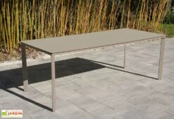 Salon De Jardin : 1 Table Aluminium 200 X 90 Cm Taupe + 8 Fauteuils – Fado -Solid || Axi || EXIT TOYS Soldes Boutique table jardin aluminium taupe 200x90cm ezpeleta