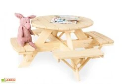 Pinolino Table De Jardin Ronde En Bois Pour Enfant Nicky – 1 Table 4 Bancs