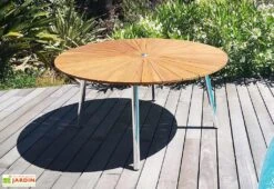 Table De Jardin Ronde En Bois De Teck Et Métal Ubud - Ø 150 Cm
