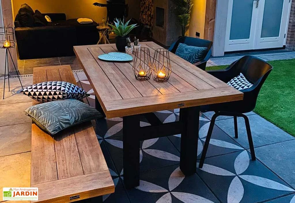 Table De Jardin Bois De Teck Et Aluminium Sophie Yasmani Teak 180 Cm 4 Table De Jardin Bois De Teck Et Aluminium Sophie Yasmani Teak 180 Cm – Image 2