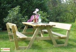 Solid Table De Pique-Nique En Bois Autoclave Bancs + Dossiers 180 Cm 45 Mm