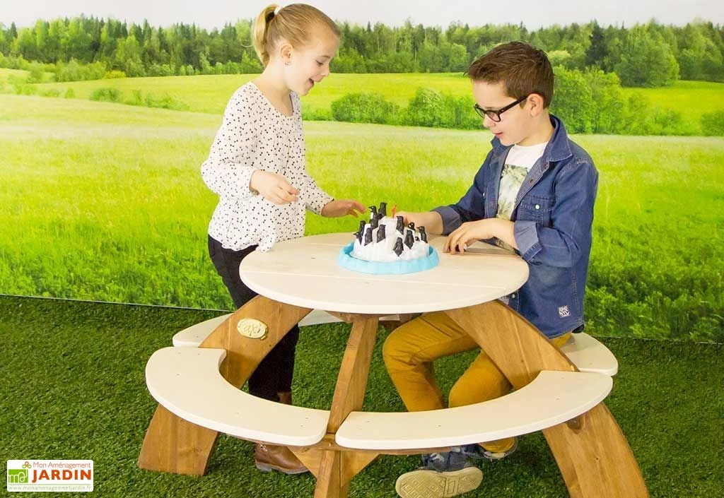 Axi Table De Pique-Nique Ronde En Bois De Hemlock Orion + Parasol 4 Axi Table De Pique-Nique Ronde En Bois De Hemlock Orion + Parasol – Image 2