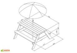Axi Table De Pique-Nique Pour Enfant En Bois De Hemlock Nick + Parasol -Solid || Axi || EXIT TOYS Soldes Boutique table pique nique enfant bois hemlock nick parasol 1