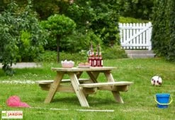 Table De Pique-nique Pour Enfant En Bois Massif – 90 X 90 X 45 Cm