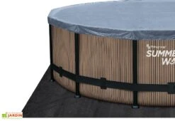 Summer Waves Piscine Hors-sol Tubulaire Ronde Effet Teck - ø 4,27 M -Solid || Axi || EXIT TOYS Soldes Boutique tapis sol bache piscine tubulaire