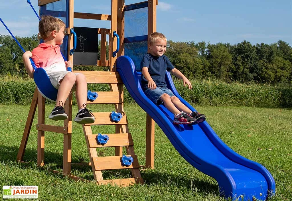 Aire De Jeux Avec Balançoires Et Toboggan En Bois De Cèdre - Aurora 4 Aire De Jeux Avec Balançoires Et Toboggan En Bois De Cèdre - Aurora – Image 2