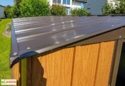 Abri De Jardin En Acier Galvanisé Imitation Bois Woodlake – 11,5 M² -Solid || Axi || EXIT TOYS Soldes Boutique toiture remise jardin metal imitation bois