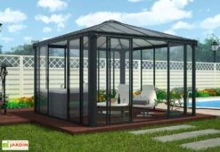 Jardin D’Hiver En Aluminium Et Polycarbonate 9 M² – LEDRO 3000 -Solid || Axi || EXIT TOYS Soldes Boutique tonnelle fermee jardin hiver ledra aluminium gris polycarbonate 10m2