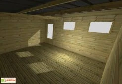 Abri De Jardin En Bois De Pin Traité Avec Auvent Et Plancher – 32,3 M² -Solid || Axi || EXIT TOYS Soldes Boutique vue interieur abri jardin bois avec plancher