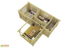 Bungalow De Jardin En Bois D’épicéa Brut Karl – 51,48 M² -Solid || Axi || EXIT TOYS Soldes Boutique vue interieur bungalow jardin bois karl
